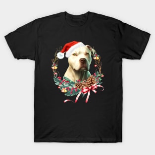 Christmas Dog White Pitbull T-Shirt